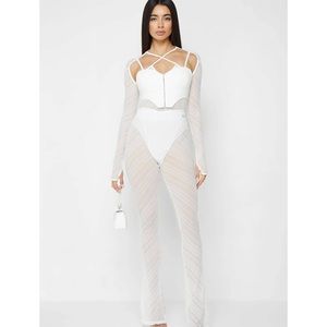 Sheer Outfit with Vegan Leather Corset